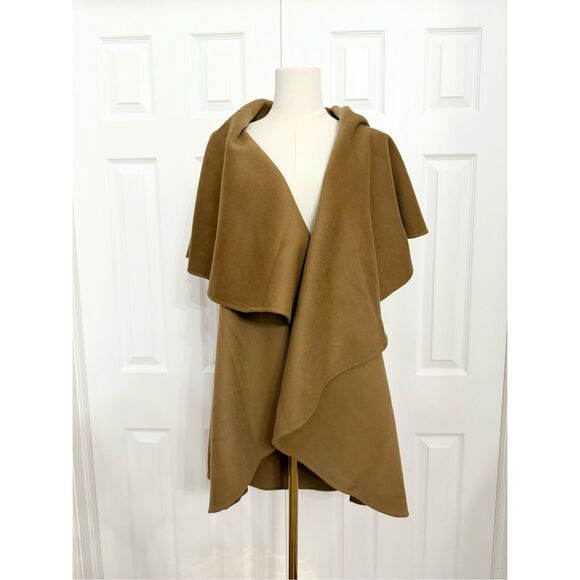 Pauw Womens Camel Cashmere Open Front Waterfall Cardigan Wrap One Size